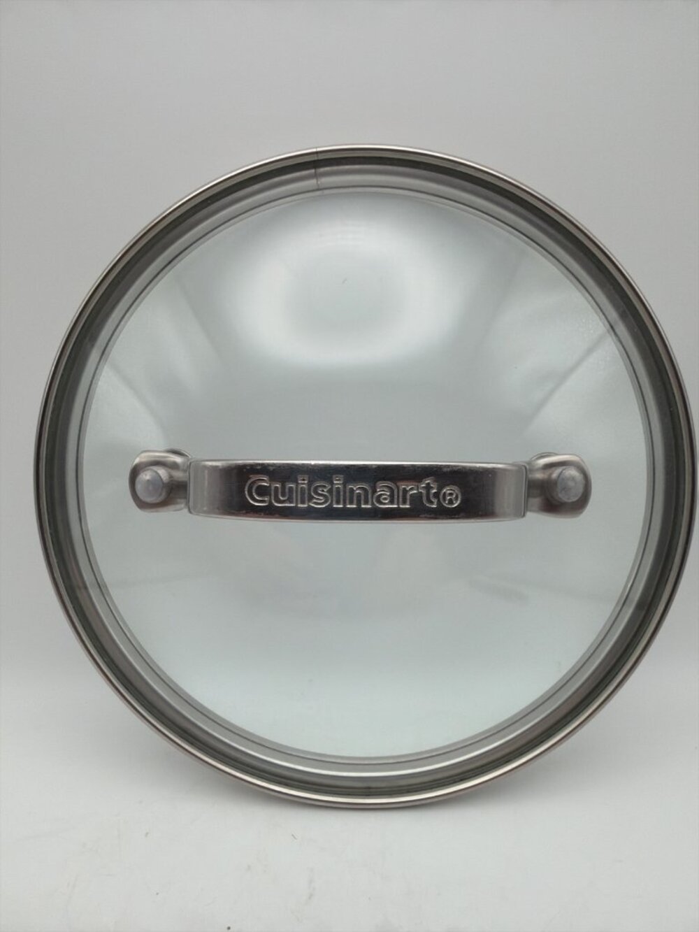 Cuisinart Pot Pan Lid Only Clear Glass 6.75" Outer Edges 6 1/8" Inner EUC - Picture 1 of 2